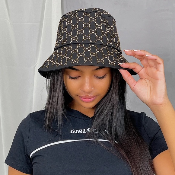 NWT BLACK/GOLD DESIGN BUCKET HAT - Picture 2 of 3